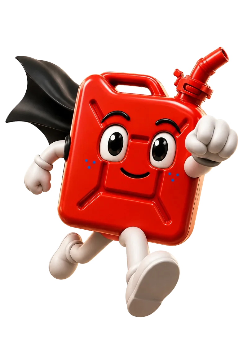 The red GaaS mascot sprinting forward in a black superhero cape