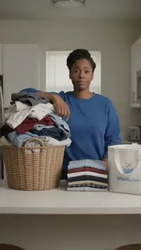 WashLuxe: Laundry, handled. AI-generated ad.